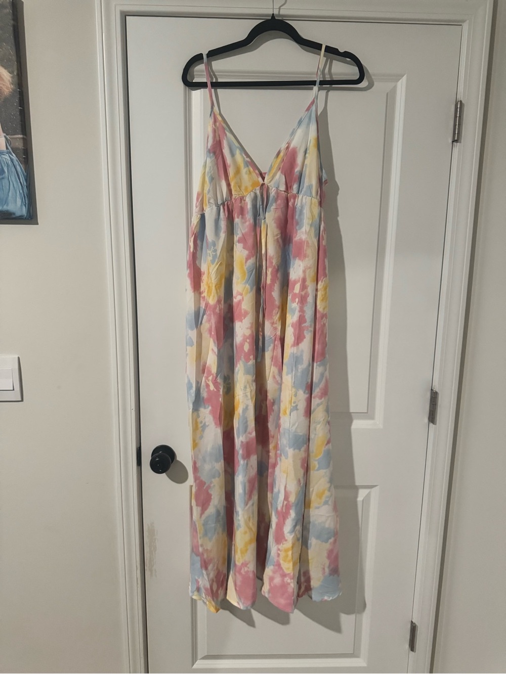 SHEIN Pastel Watercolor Floral Slip Dress in Pink, Blue & Yellow